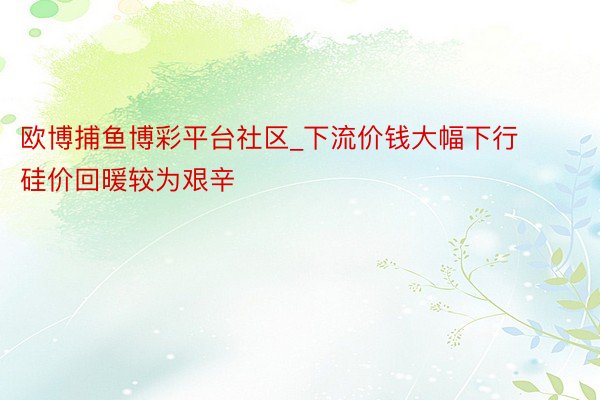 欧博捕鱼博彩平台社区_下流价钱大幅下行 硅价回暖较为艰辛